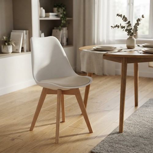 Elegant white cushioned dining - white,