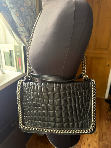 Black quilted leather shoulder - black,
