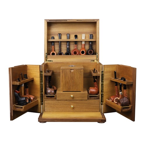 Wooden smoking pipe cabinet - pipe,