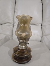 Amber Glass Oil Lamp w/