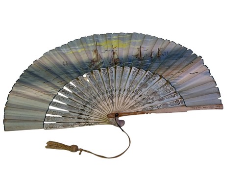 Vintage japanese folding fan - vintage,