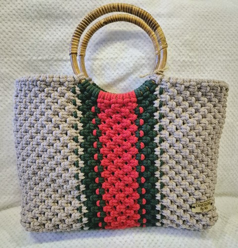 Macrame hand tote - macrame, bag