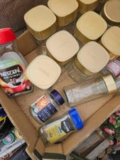 26 glass coffee jars for storage, craft, various sizes with lids, Hatton _______