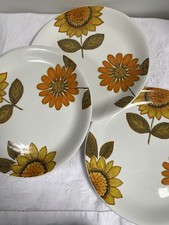 Vintage 1960s Alfred Meakin Sunflower Small Dinner Plates, 23cm Plates
