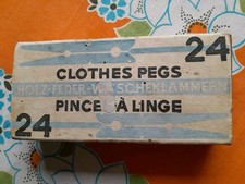  Vintage Wooden Washing Line Clothes Pegs. 24 USSR  Original Packaging 