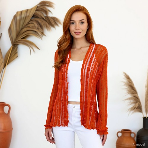 Boho artsy cardigan orange - artsy,