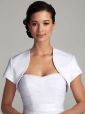 NEW 2025 Bridal Short Sleeve Satin Bolero wrap JACKET White or ivory