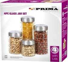 4PC PASTA KITCHEN GLASS JAR