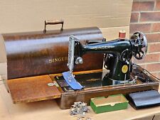 Vintage Singer 201K electric sewing machine with Bentwood case