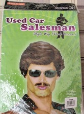 Used Car Salesman Style Austin Powers Wig Short Brown 70s 60s 80s Fancy Dress