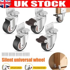 4 Heavy Duty Swivel Castor Wheels 240KG Capacity for Trolleys Furniture Cabinet