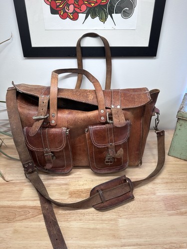 Vintage leather duffel - duffel, duffle