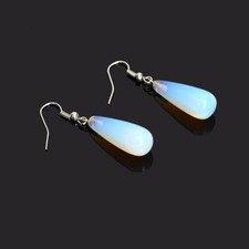 Women's Vintage 925 Sterling Silver Opal Teardrop Hippie Stud Drop Earrings  
