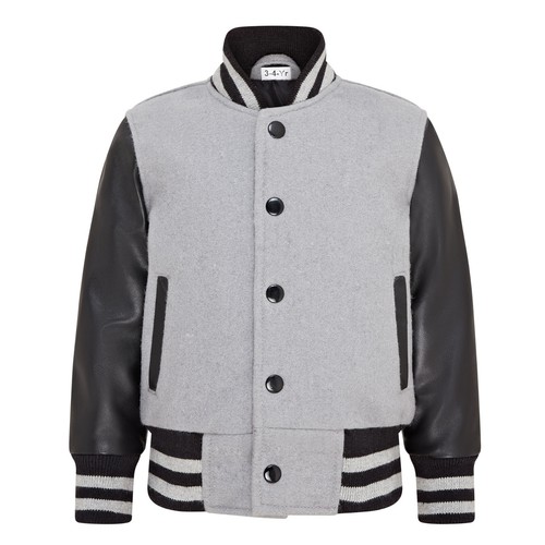 Kids grey wool varsity bomber - varsity,