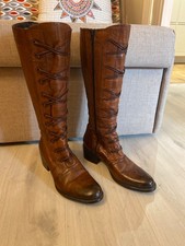 ‘BERTIE’ Mock Laced Knee High Leather Boots UK 6