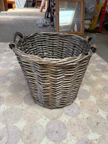 Woven wicker log basket - woven, with