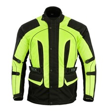 Motorbike Jacket Hi Vis Black Waterproof Motorcycle Thermal Biker CE Armoured