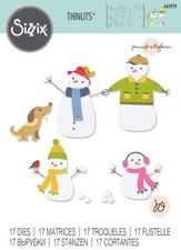 Sizzix Snowman Family Snow People Dog Robin 17 Pce Die Set Christmas Card Making