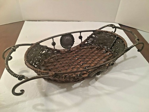 Brown wicker metal oblong - brown, &