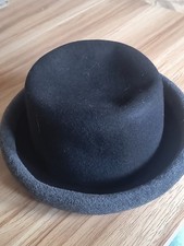 Black 100% Wool Felt Bowler