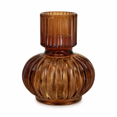 Brown ribbed pattern - ribbed, glass