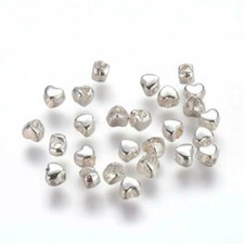 4mm Silver Heart Spacer Beads 100pcs Bulk Charms for Beading Bracelets DIY