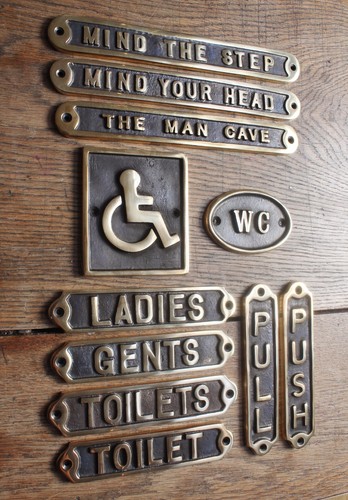 Brass door signs - door, antique