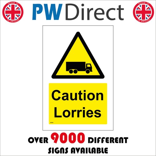 Sign caution lorries hgv - sign,