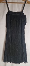 Ladies black fringed flapper
