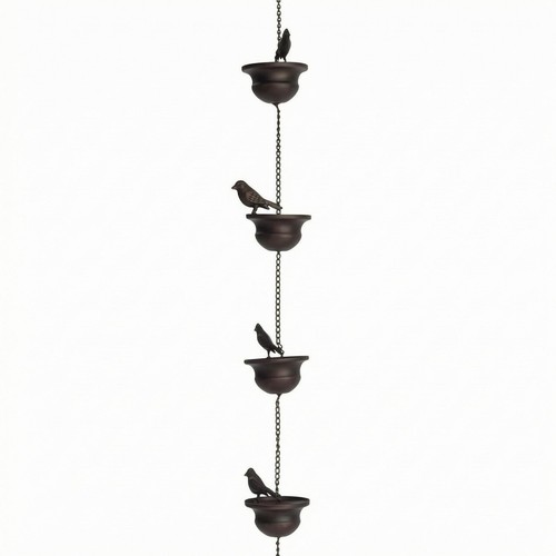 Metal rain chain dark - dark, brown