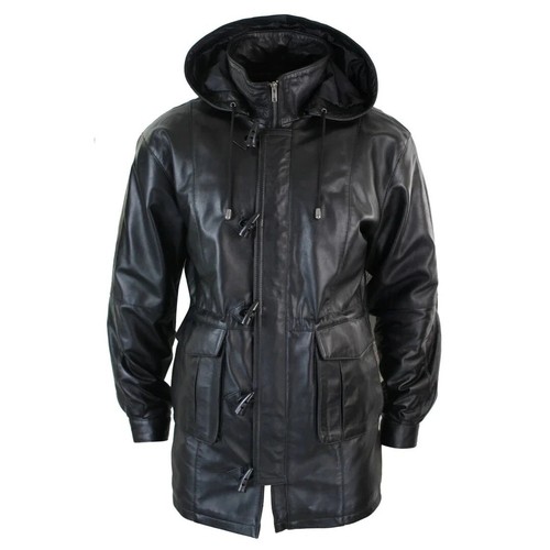 Mens long leather duffle - mens,