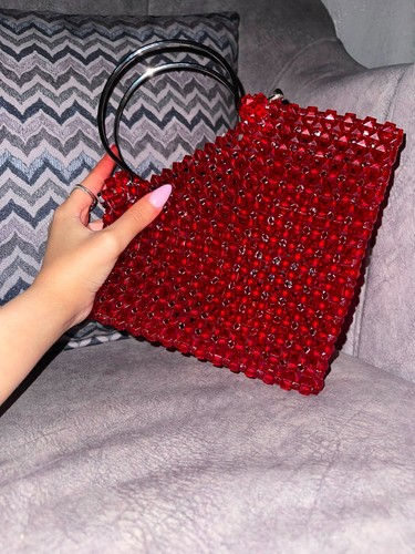 Handmade red crystal beaded - red,