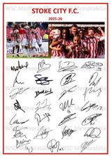 11905. 2025-26 Stoke City Signed Team Photo Sheet (PRINTED AUTOGRAPHS - A4)
