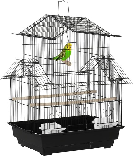 Metal bird cage with plastic - metal,