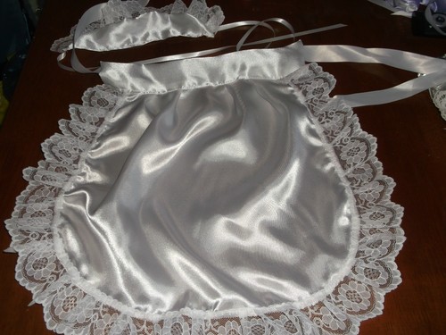 Pretty white satin maid lace - pretty,