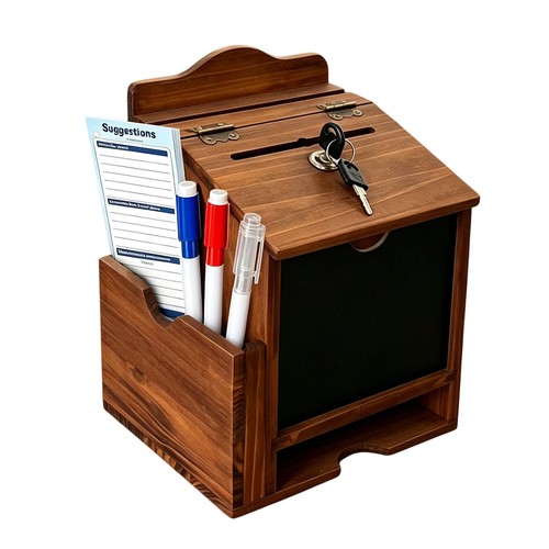 Wood suggestion box with - suggestion, slot