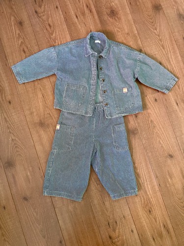 Cotton denim boys blue - denim, blue/white
