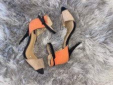 Zara Orange And Black Block Heels Size 5 Matching Dress In Listings