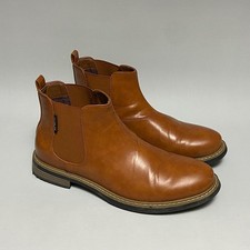 Ben Sherman Men The Original Tribute Brown Faux Leather Chelsea Boots Size UK 12