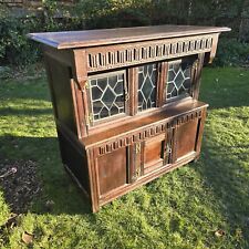 Antique Jacobean Oak Court Cupboard With Glass Doors