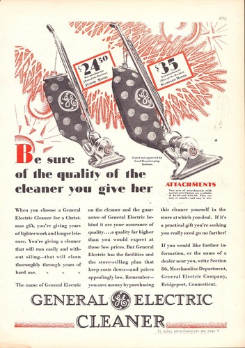 1928 vaccuum cleaners - ge,