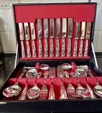 EDEN-PARKER Vintage Silver Plated Cutlery Set 44 Items Fresh Polished In Box