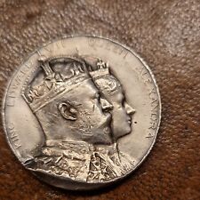 1902 Edward VII Queen Alexandra Silver Coronation Medal 32.6g By E. Fuchs
