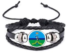 Royal Signal Corps Military Black Leather Bracelet And Gift Bag