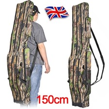 3 Layer 150cm Folding Fishing Rod Holdall Bag Carry Case For Rods & Reels