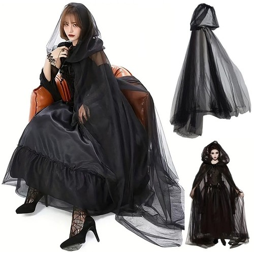 Halloween hooded cloak black - cloak,