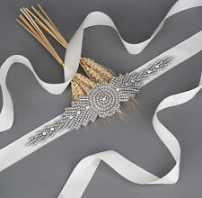 Crystal Beaded ✨Diamante Belt Sash Wedding ? Off White Satin Bridal Accessory