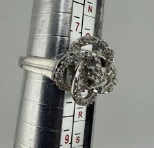 9ct White Gold and 0.3ct Natural Diamond Dress Ring,  Size P1/2, Hallmarked 3.2g
