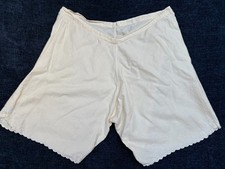 Womens XL Antique Vintage embroidered Cream Flannel Warm Bloomers Drawers D010