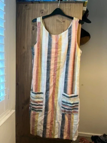 Stripy dress size linen - size, 14